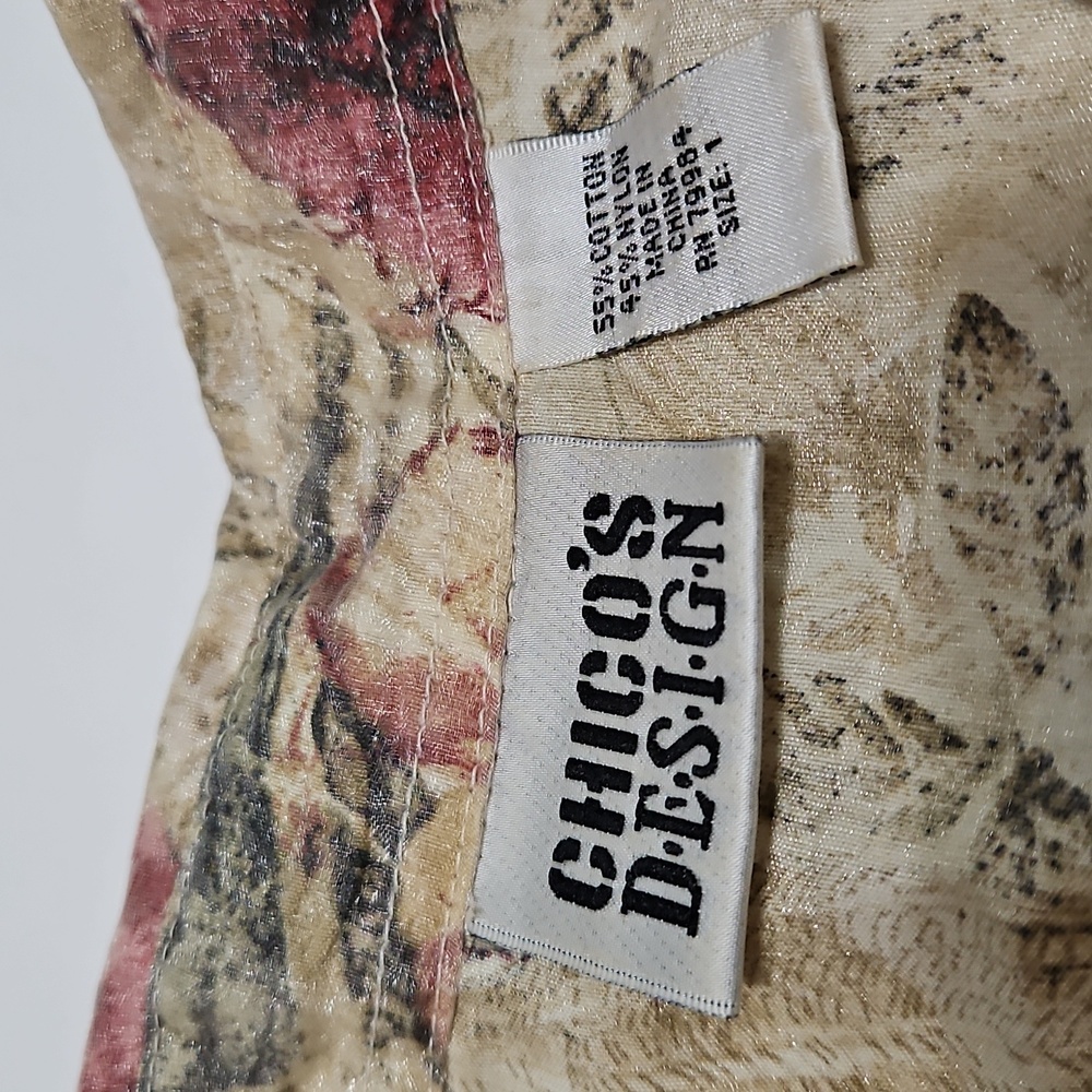 Chico's Design Shimmering Gold Floral Women's Jacket Style Shirt Size 1 #1031 - Picture 10 of 16